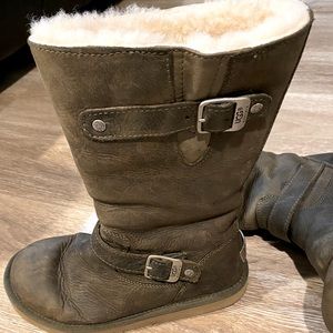Dark Brown Ugg Boots - Leather and Sheepskin